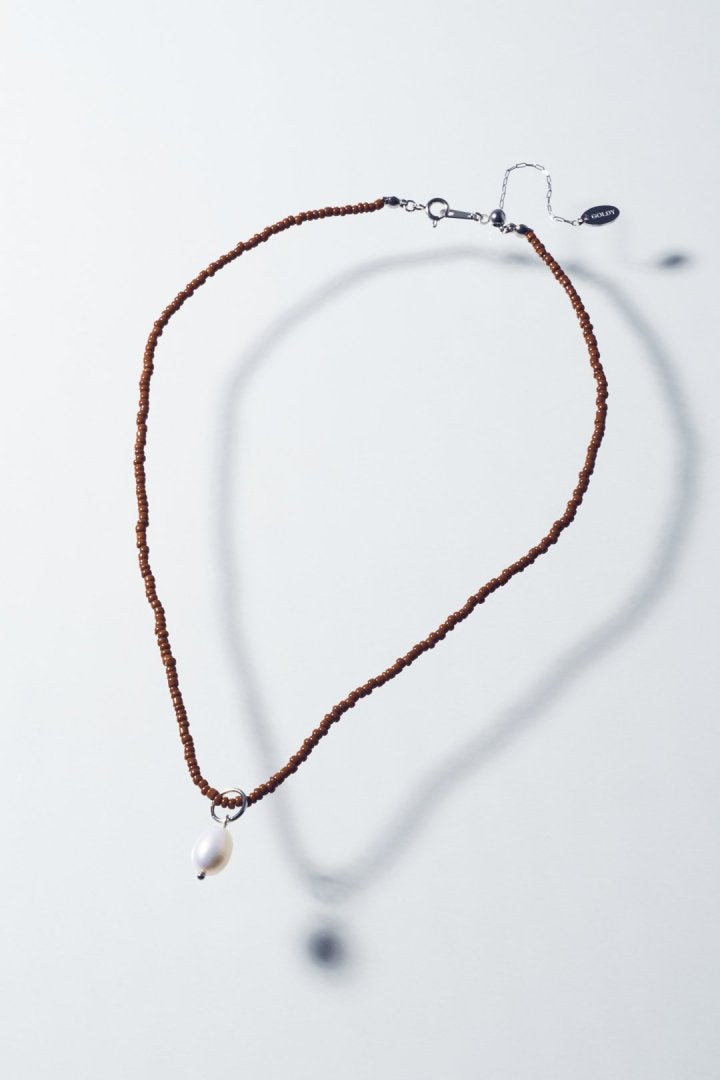 カラー ビーズ × パール ステンレス ネックレス