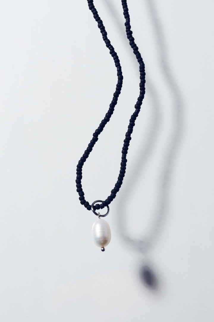 カラー ビーズ × パール ステンレス ネックレス