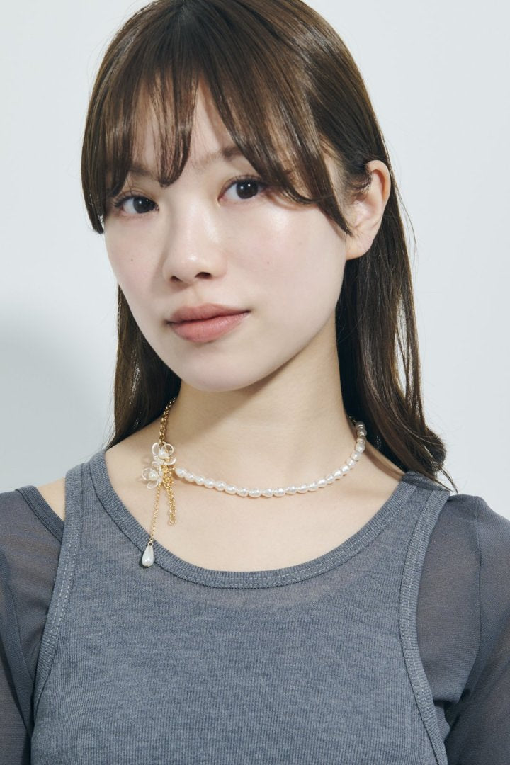 クリア フラワー × パール ネックレス – GOLDY Onlinestore