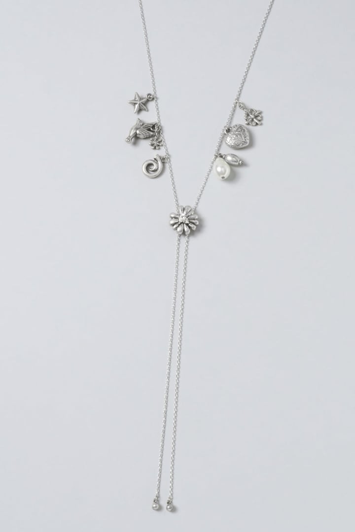 ヴィンテージ スカルプチュラル "Y" シェイプ ミックス ネックレス