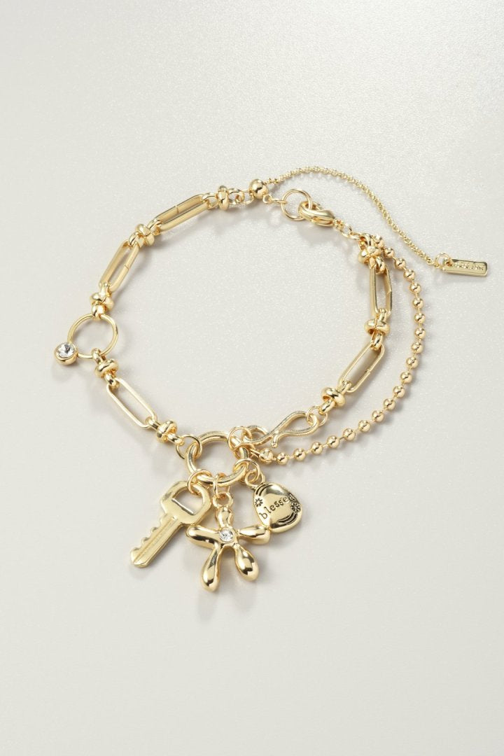 カラー グリント フラワー チャーム ブレスレット – GOLDY