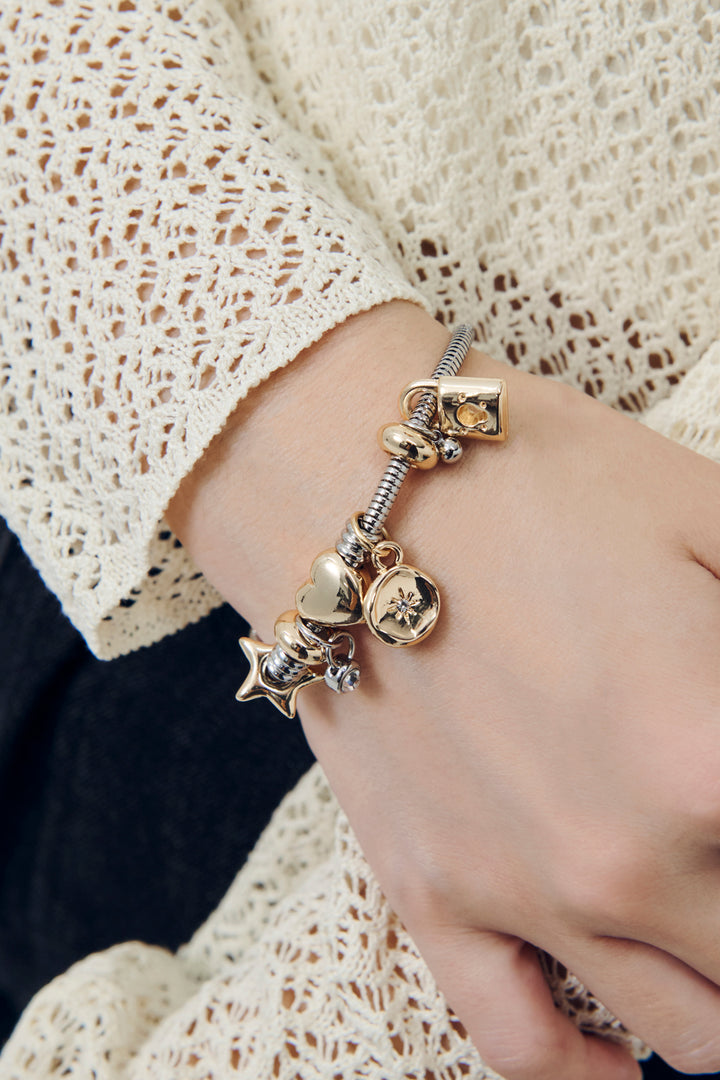 ミックス モチーフ スネーク チェーン ブレスレット