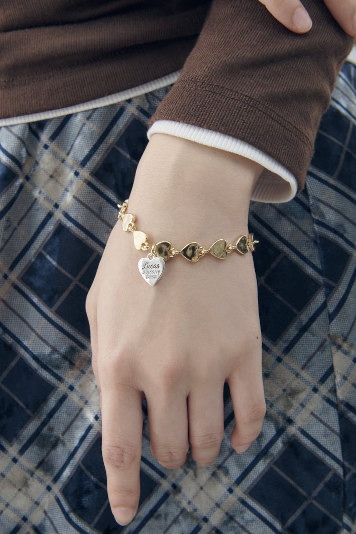 ルーカス ハート ID プレート ライン ブレスレット