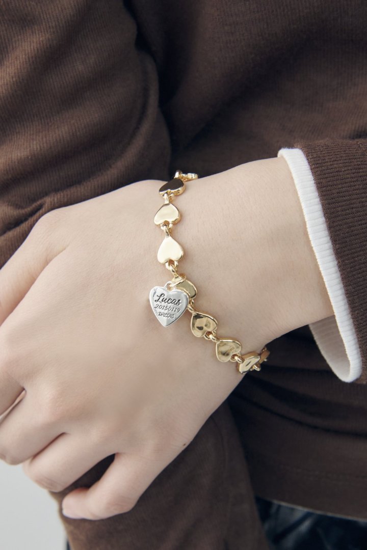 ルーカス ハート ID プレート ライン ブレスレット