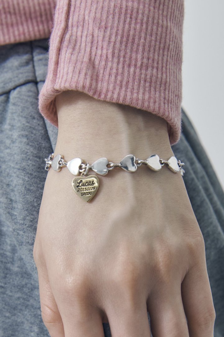 ルーカス ハート ID プレート ライン ブレスレット