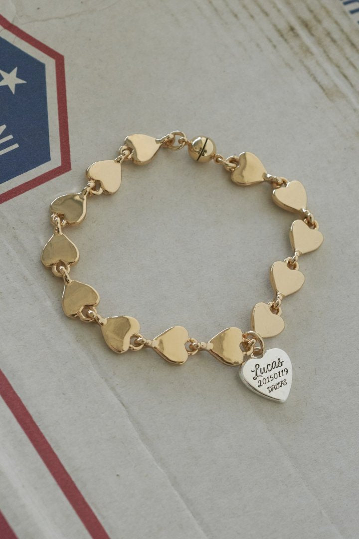 ルーカス ハート ID プレート ライン ブレスレット