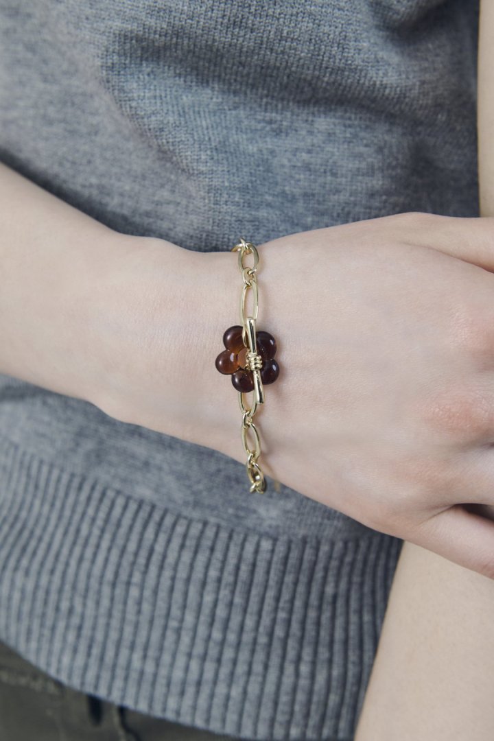 グラス フラワー チェーン ブレスレット