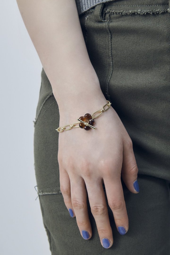 グラス フラワー チェーン ブレスレット