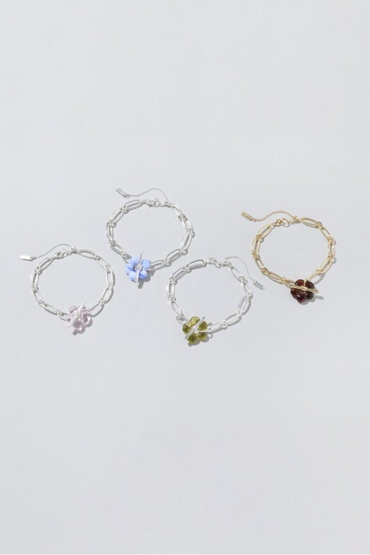 グラス フラワー チェーン ブレスレット