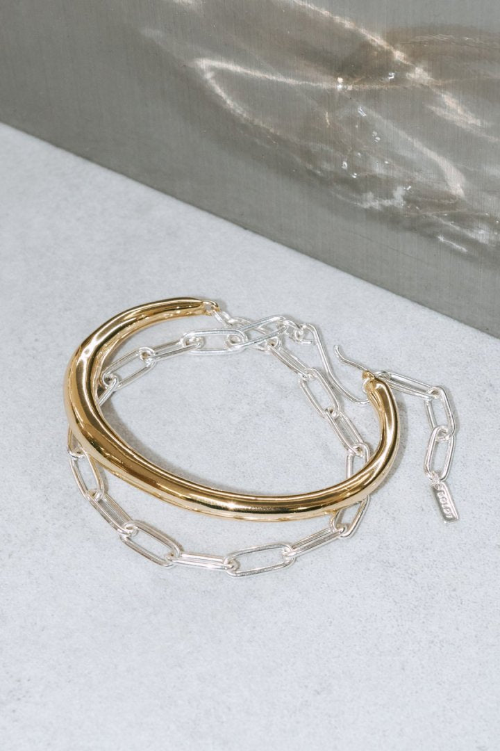 メタル ライン × チェーン レイヤード ブレスレット – GOLDY Onlinestore