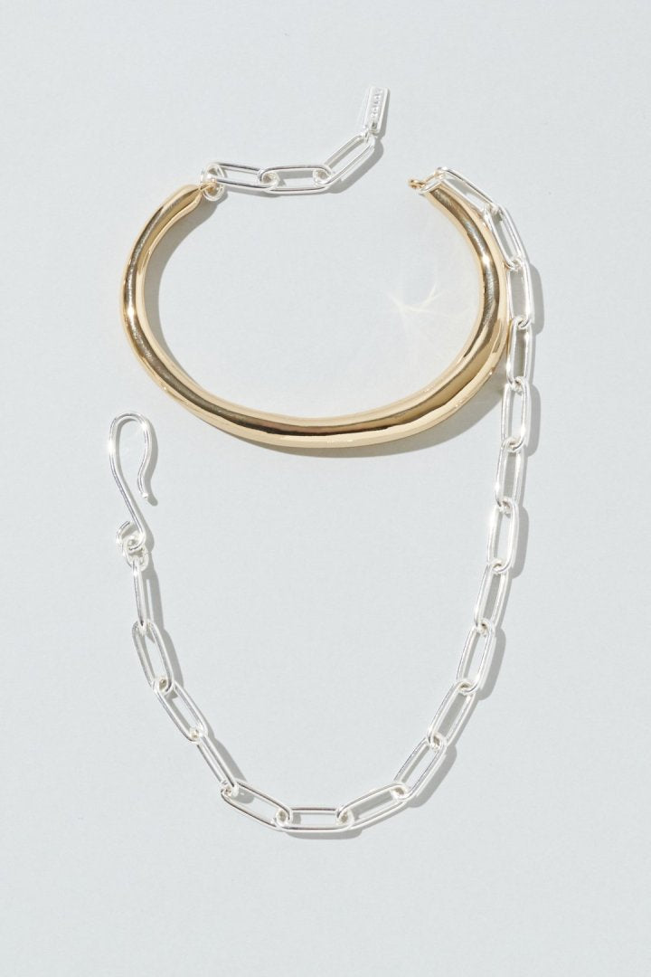 メタル ライン × チェーン レイヤード ブレスレット