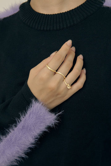 3PCS ノット × キュービックジルコニア セットリング – GOLDY Onlinestore