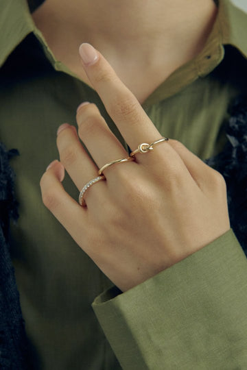 3PCS ノット × キュービックジルコニア セットリング – GOLDY Onlinestore