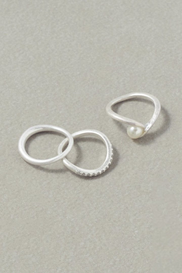 3PCS パール × キュービックジルコニア セット リング – GOLDY Onlinestore
