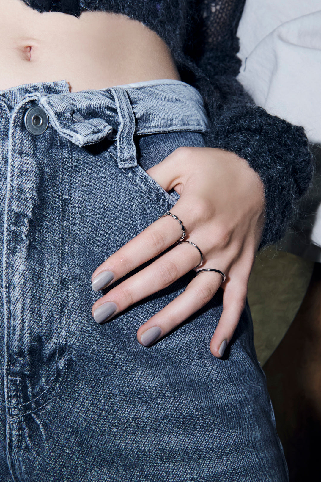 3PCS チェーン & ベーシック ステンレス セット リング