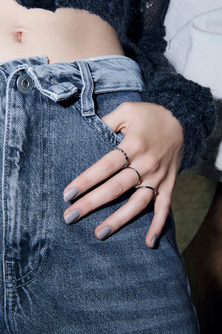 3PCS チェーン & ベーシック ステンレス セット リング