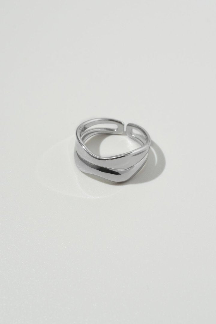 ダブル フラット ライン ステンレス リング
