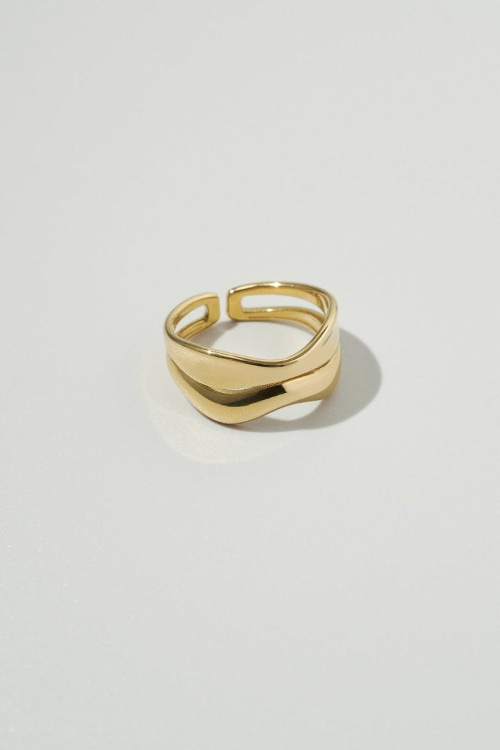 ダブル フラット ライン ステンレス リング