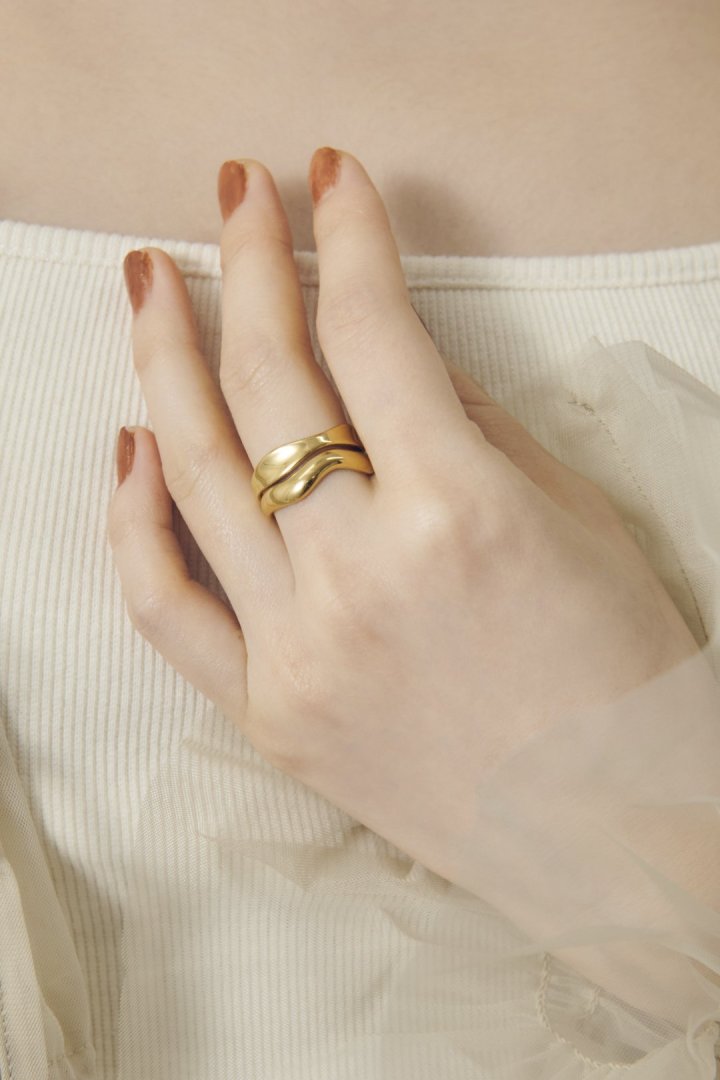 ダブル フラット ライン ステンレス リング