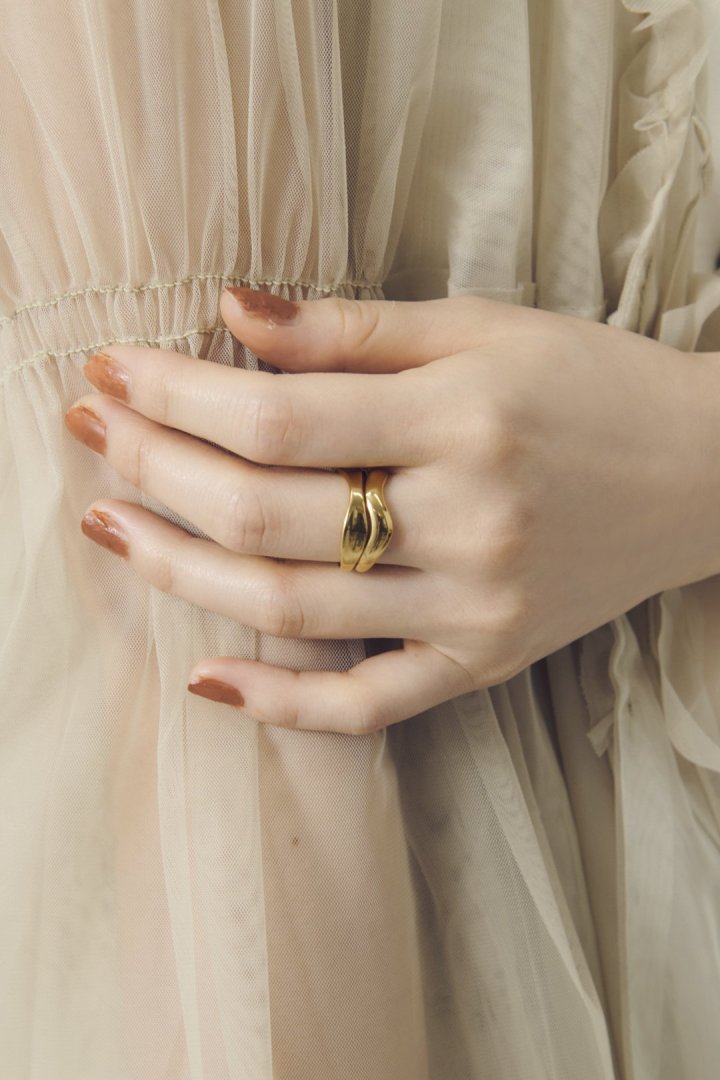 ダブル フラット ライン ステンレス リング