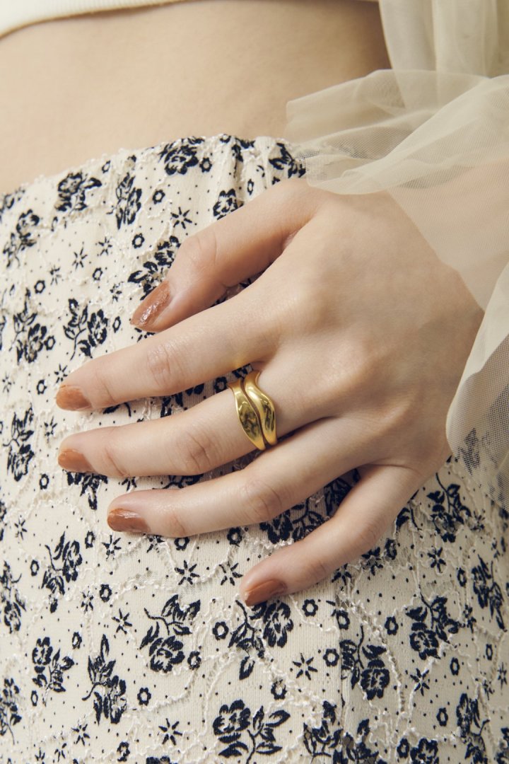 ダブル フラット ライン ステンレス リング