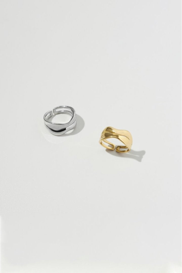 ダブル フラット ライン ステンレス リング