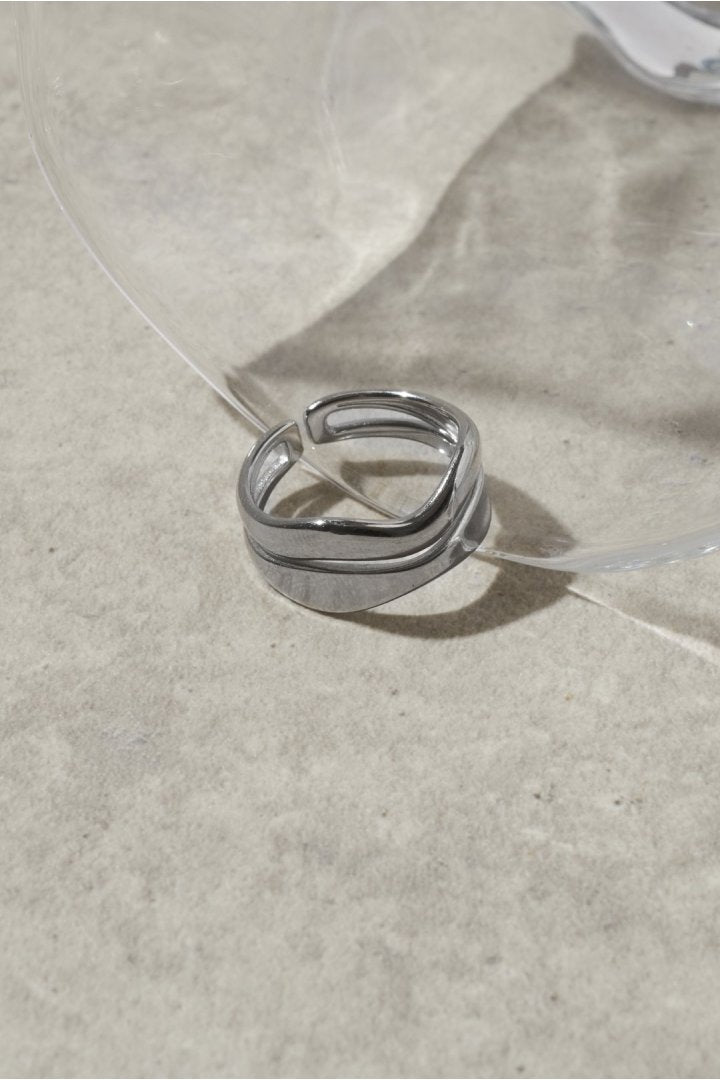 ダブル フラット ライン ステンレス リング