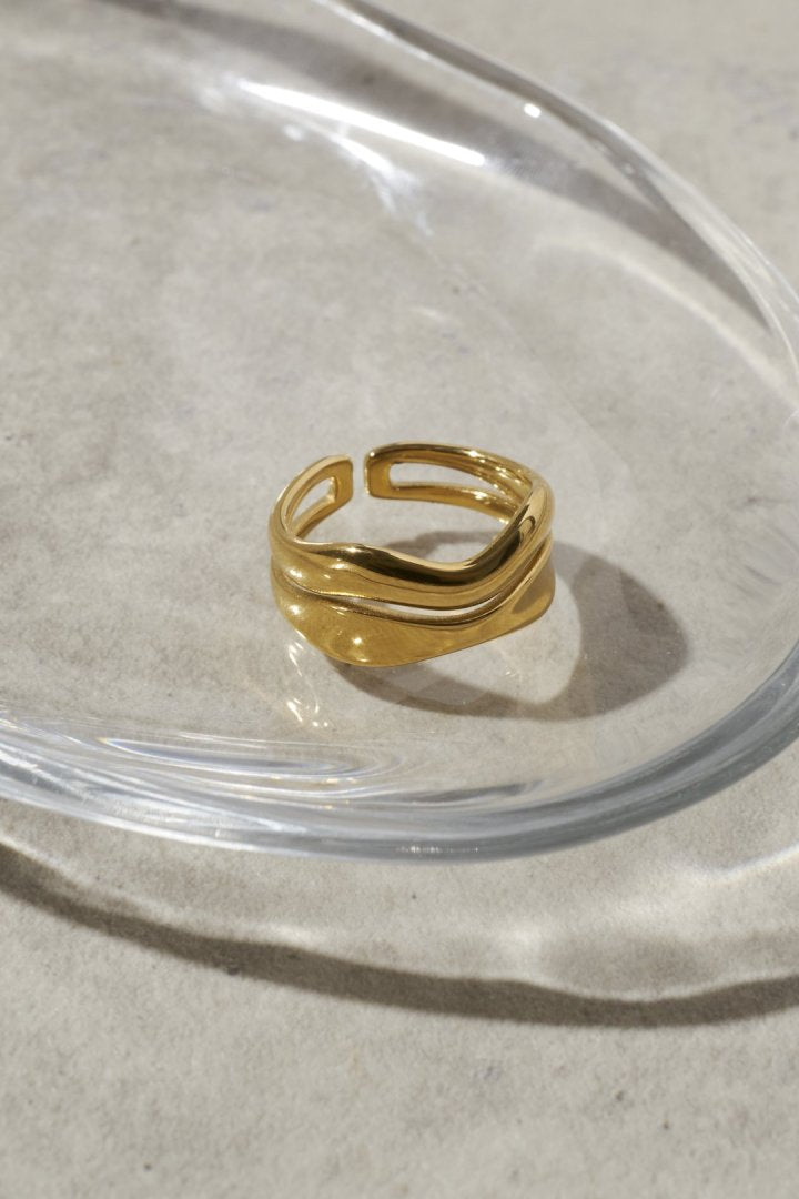 ダブル フラット ライン ステンレス リング