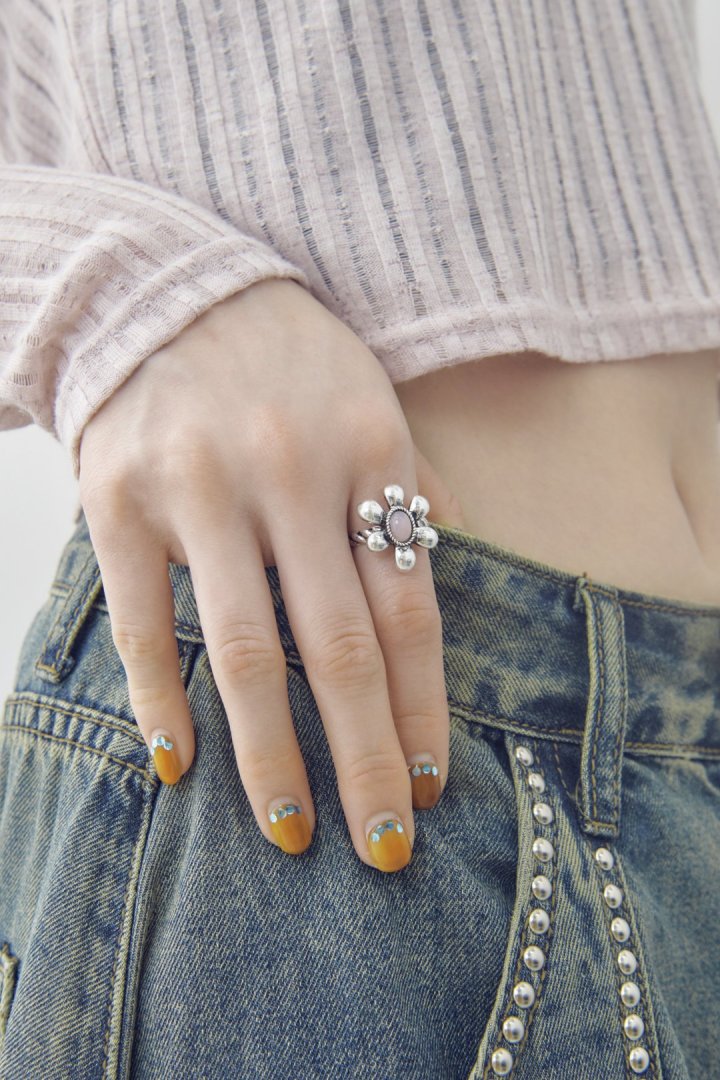 レトロ カラー ストーン フラワー リング – GOLDY Onlinestore