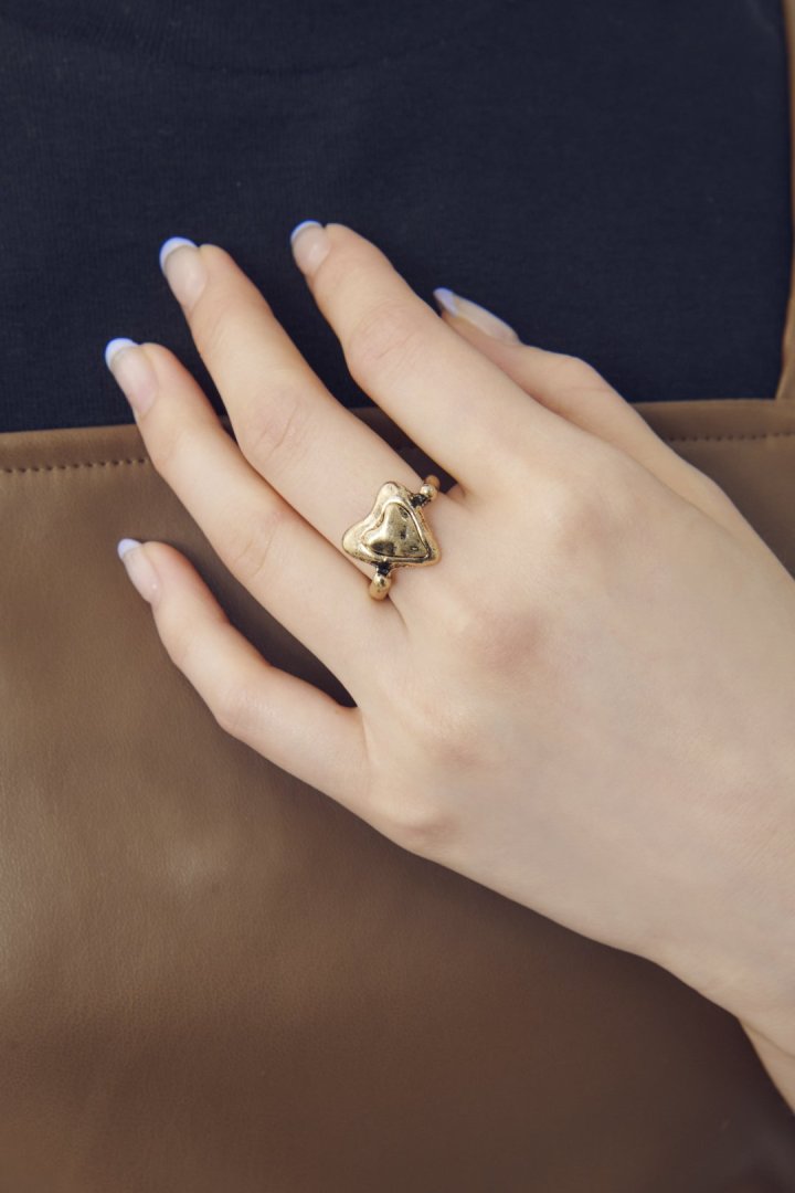ヴィンテージ レイヤード ハート リング