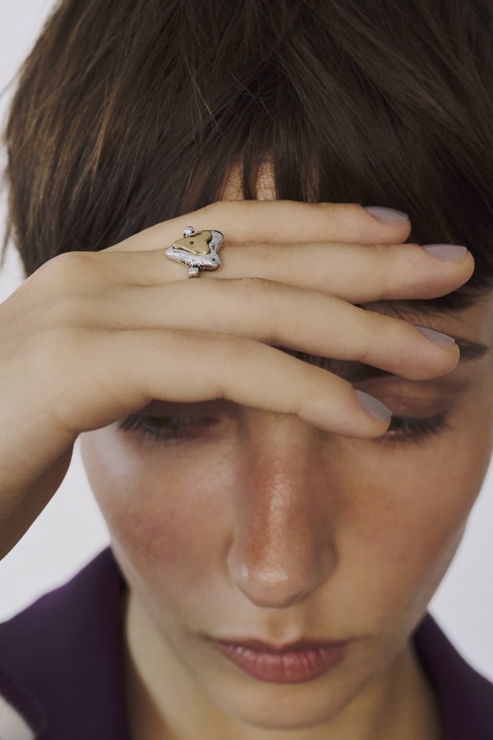 ヴィンテージ レイヤード ハート リング