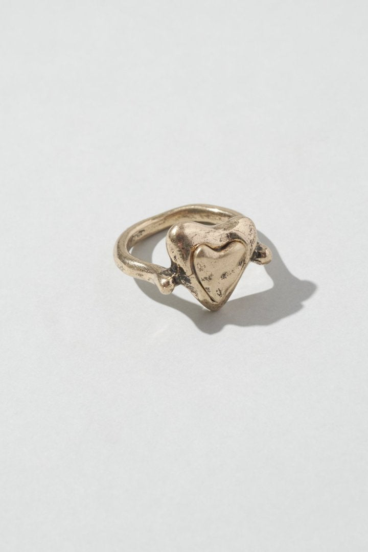 ヴィンテージ レイヤード ハート リング