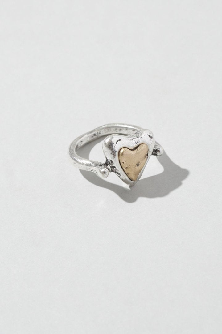 ヴィンテージ レイヤード ハート リング