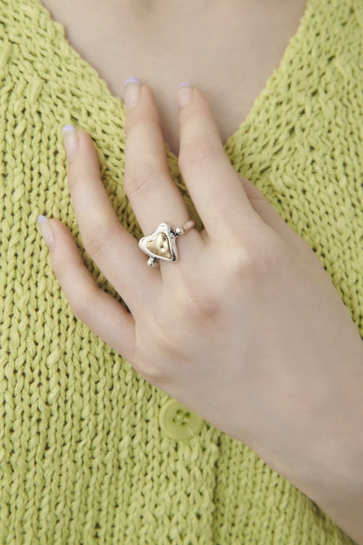 ヴィンテージ レイヤード ハート リング