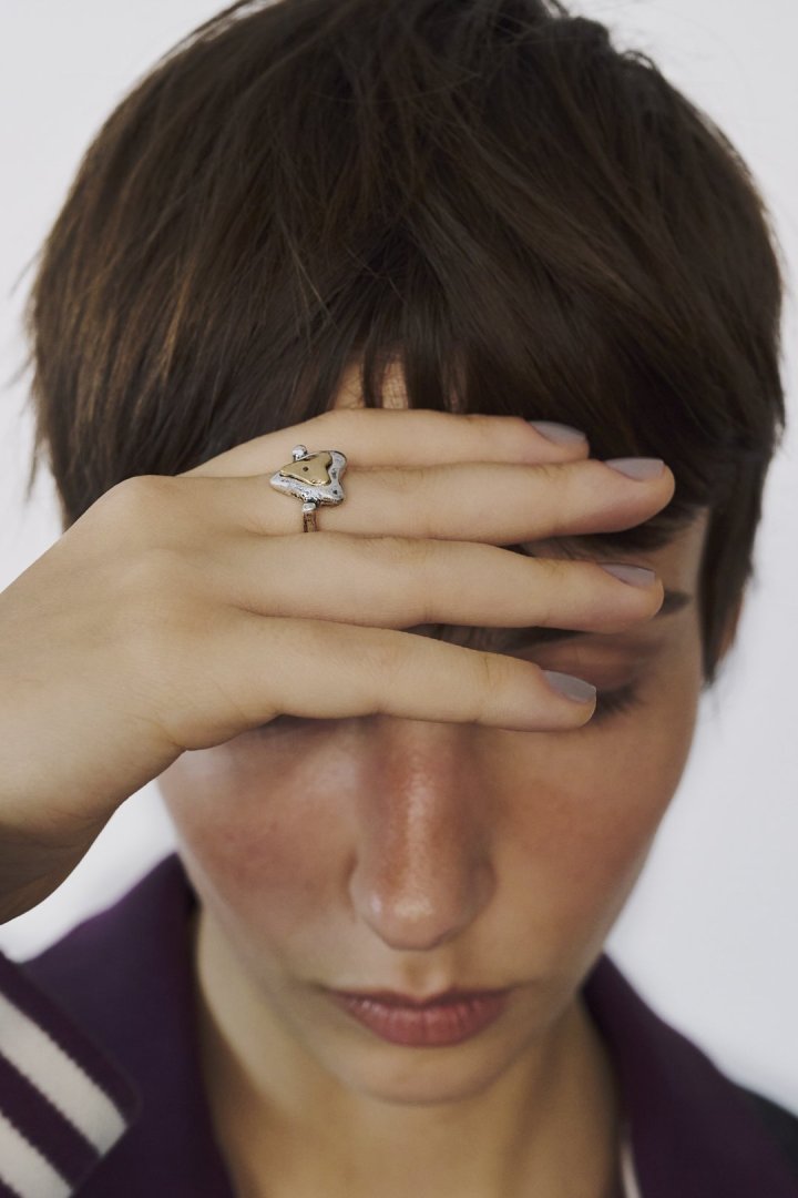 ヴィンテージ レイヤード ハート リング