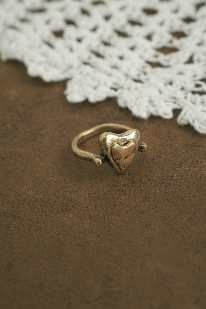ヴィンテージ レイヤード ハート リング