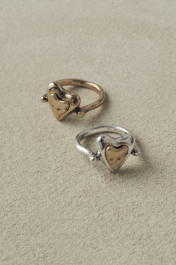 ヴィンテージ レイヤード ハート リング