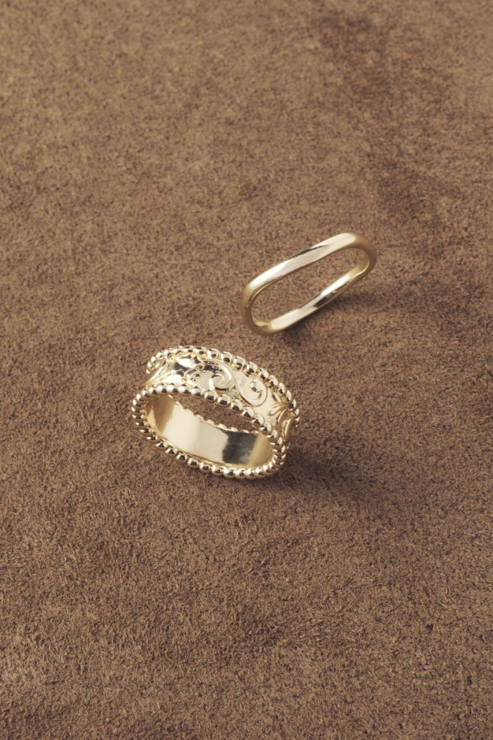 ヴィンテージ シック エングレイヴ セット リング