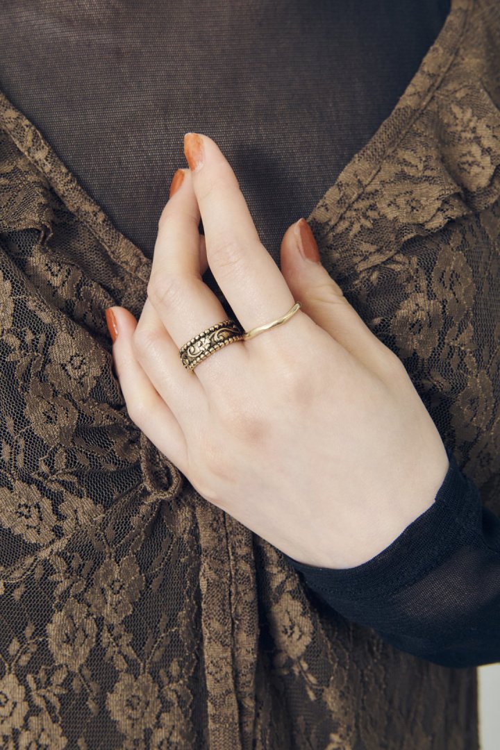 ヴィンテージ シック エングレイヴ セット リング