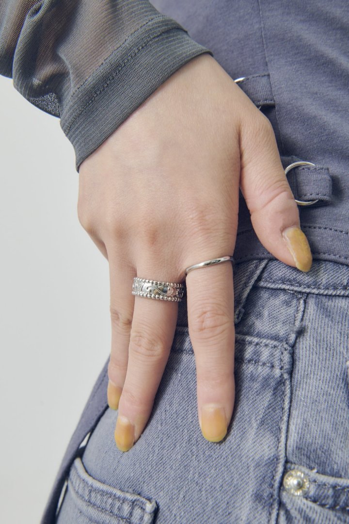 ヴィンテージ シック エングレイヴ セット リング