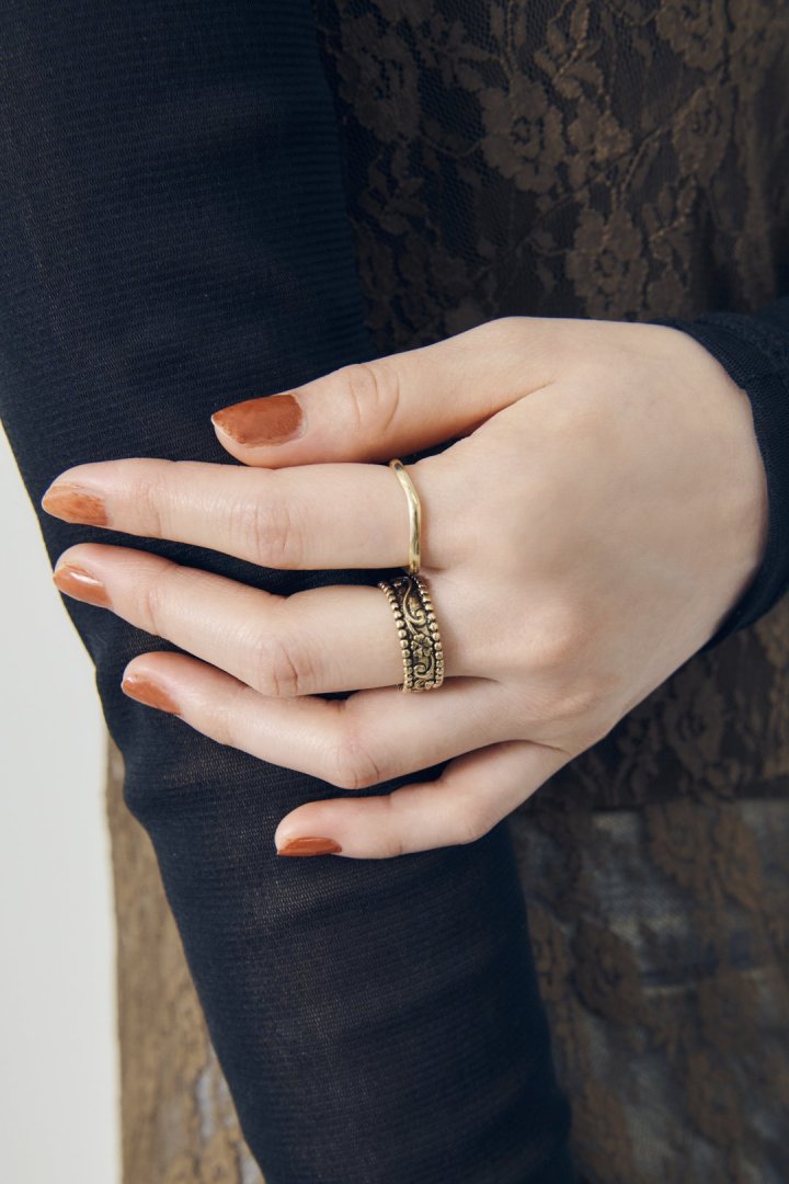 ヴィンテージ シック エングレイヴ セット リング