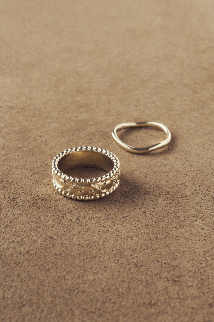 ヴィンテージ シック エングレイヴ セット リング