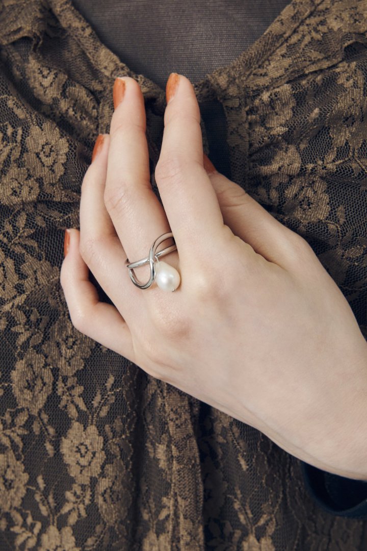 ウォーター パール × メタル リング