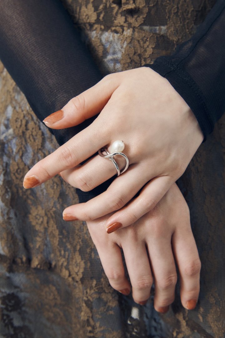 ウォーター パール × メタル リング