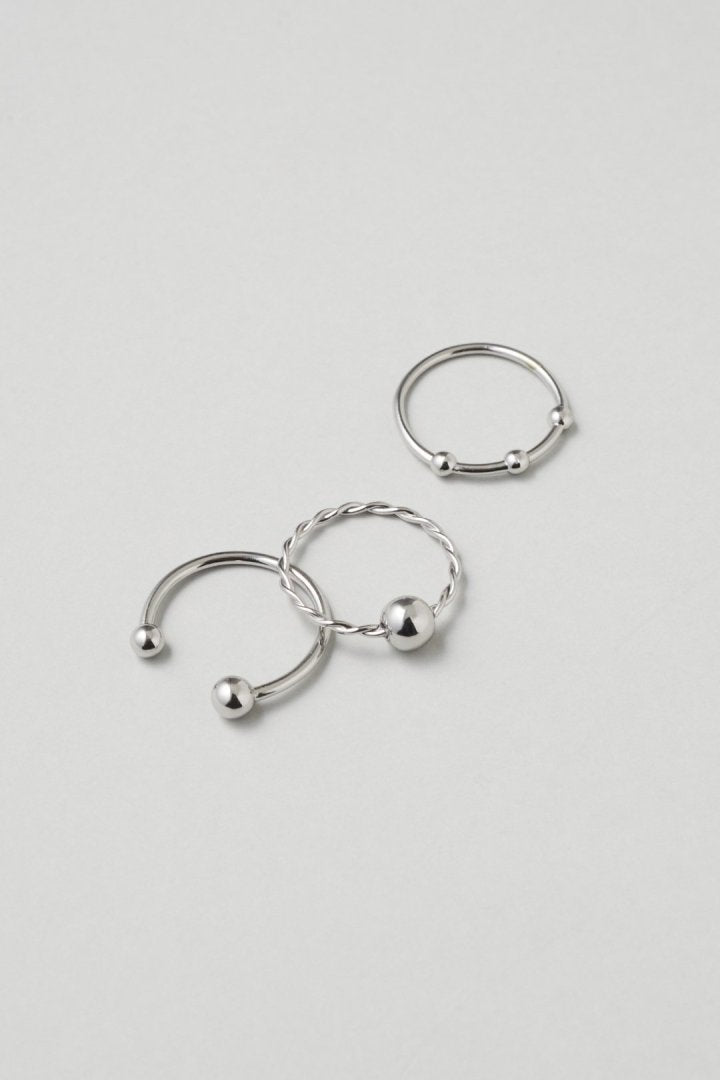 3PCS メタル ボール セット ピンキー リング　