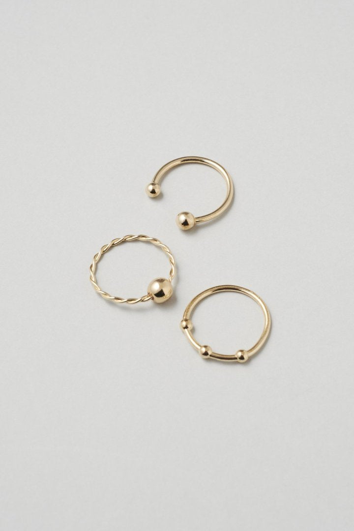 3PCS メタル ボール セット ピンキー リング　