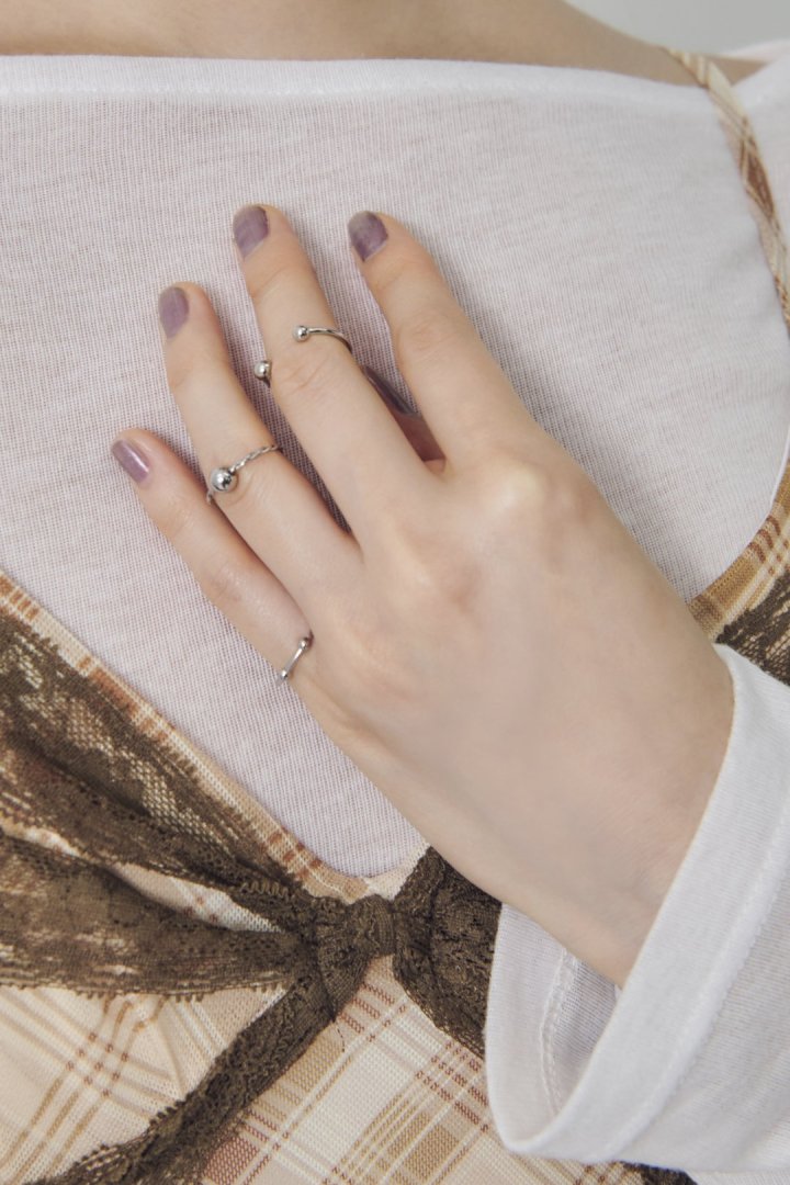 3PCS メタル ボール セット ピンキー リング　