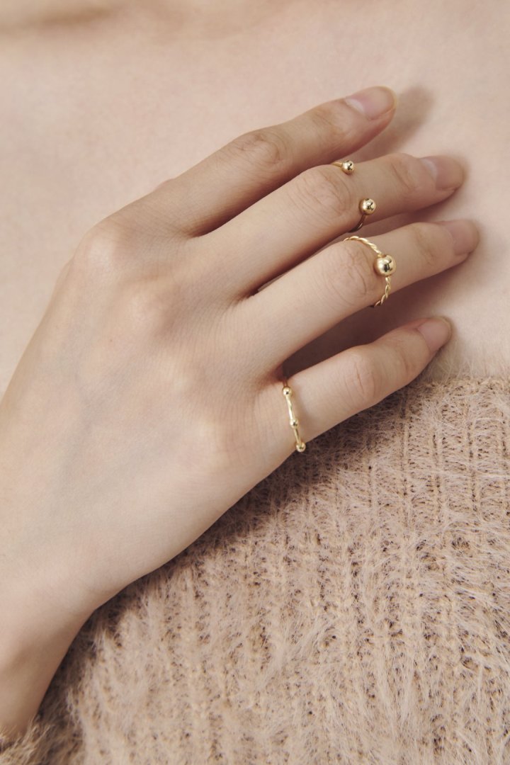 3PCS メタル ボール セット ピンキー リング　