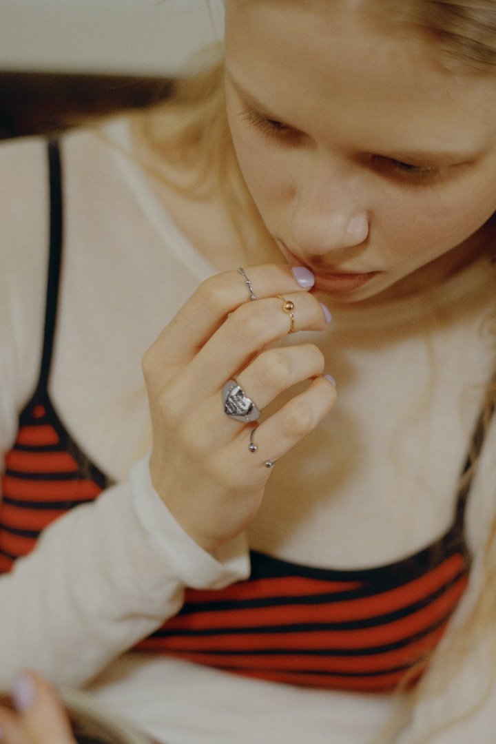 3PCS メタル ボール セット ピンキー リング　