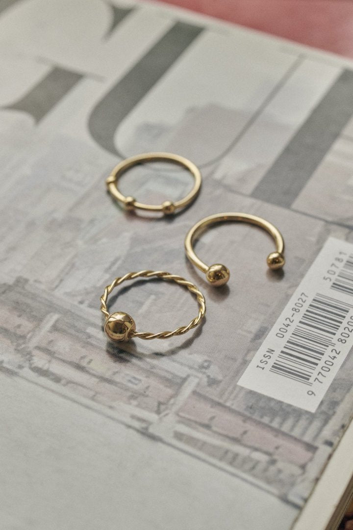 3PCS メタル ボール セット ピンキー リング　